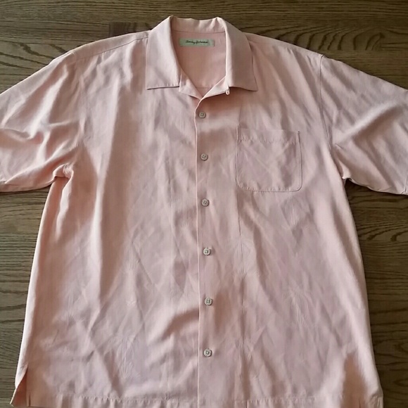 Tommy Bahama Large Coral Silk Button Down Shirt - Picture 5 of 6